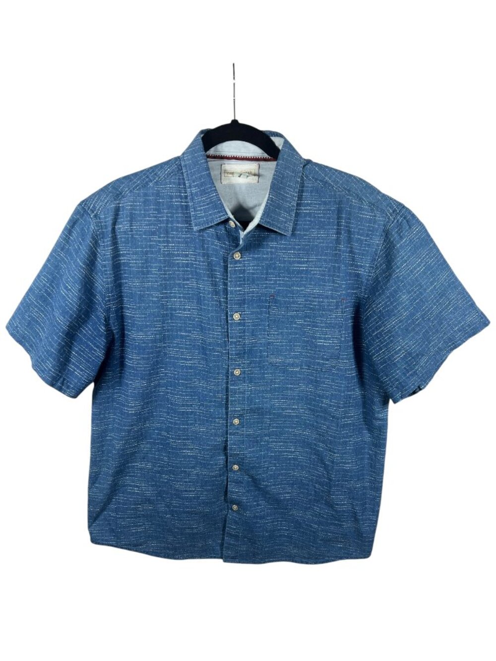 Carbon2Cobalt Shirt Mens Large Button Down Short Sleeve Cotton Blue Summer